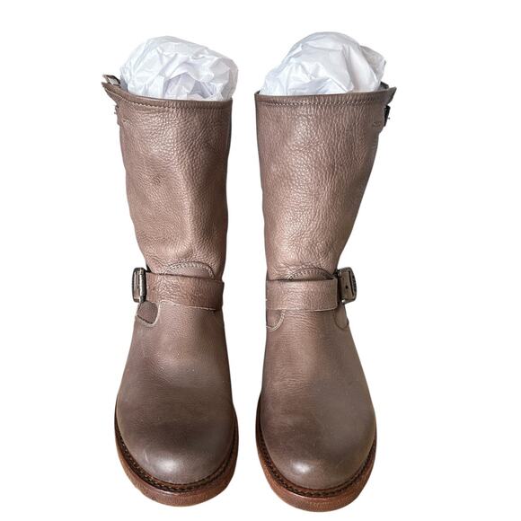 Frye Vintage Veronica Short Slouch Taupe Brown Leather Mid Calf Boots Size 8.5 - Picture 4 of 11